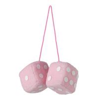 7 x 7cm pink furry hanging dice