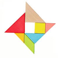 7 piece color wooden puzzle tangram set kids brain teaser toy gift set