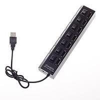 7 Ports USB 3.0 Hub ABS Material with LED Indicator Separate Switches for Computer/Laptop/Tablet