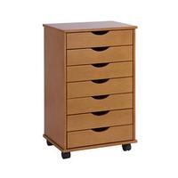 7 drawer rolling storage unit oak wood