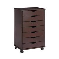 7-drawer Rolling Storage Unit, Mahogany, Wood