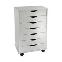 7 drawer rolling storage unit white wood