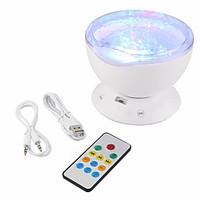 7 Ocean Waves Aurora Effect Music Projector Luminary Sleeping Lamp Speaker TF Cards Player USB LED Night Light For Bedroom Decor