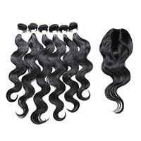 7 pieceslot body hair human hair weaves with closure color 1b natural  ...