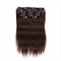 7 pcsset 4 medium brown chocalate brown clip in hair extensions 14inch ...