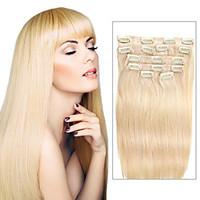 7 Pcs/Set Color 613 Beach Blonde Gold Hair Clip In Hair Extensions 14Inch 18Inch 100% Human Hair