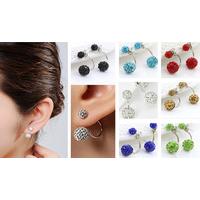 7 Pairs Scattered Simulated Crystal Ball Earrings