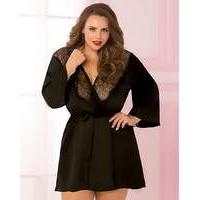 7 Til Midnight Satin&Eyelash Lace Robe