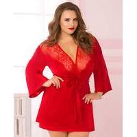 7 Til Midnight Satin&Eyelash Lace Robe