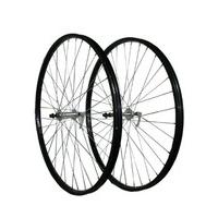 700c PAIR Hybrid Bike Front & Rear Rim Screw On Freewheel Wheels in Black