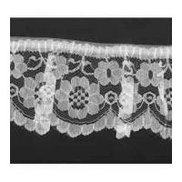 70mm frilled gathered nylon lace trimming white