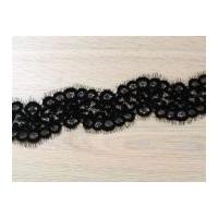 70mm Eyelash Corded Edging Couture Bridal Lace Trimming Black