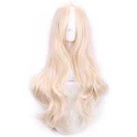 70 Cm Harajuku Cosplay Wigs Women Sexy Long Wavy Curly Synthetic Hair European American Style Beige Blonde Wig