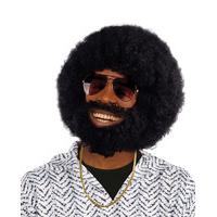 70\'s Black Afro Wig & Beard Set