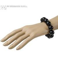 70s Beaded Bracelet - Black Jewellery For 70s Hippy Hippie Fancy Dress