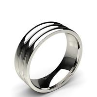 7.00mm Plain Comfort Fit Mens Grooved Wedding Band