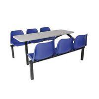 725 x 1690 x 1580 standard canteen furniture 6 seat single entry blue