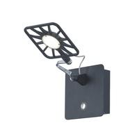 7262BK Searchlight Adjustable Square Head Wall Light With Illuminated Switch In Black