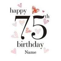 75th heart seventy fifth birthday card
