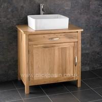 75cm Wide Solid Oak Ohio One Door Bathroom Cabinet with Choice of Basin