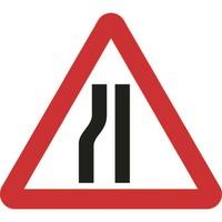 750mm triangular road narrows left roll up sign