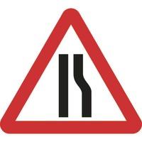 750mm triangular road narrows right roll up sign