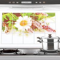 75x45cm Wild Chrysanthemum Pattern Oil-Proof Water-Proof Kitchen Wall Sticker