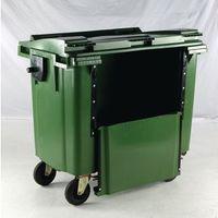 770L WHEELED BIN WITH DROP DOWN FRONT GREEN - H X W X DMM: 1360 X 1350 X 770