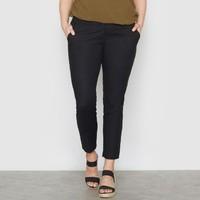 7/8 Length Stretch Cotton Satin Tapered Trousers