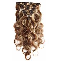 7a 100 virgin human hair extensions clip in remy hair body wave full h ...