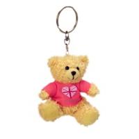7cm London Keychain Bear With Pink T-shirt
