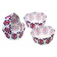 7cm Pack Of 60 Sweetly Does It Union Jack Flag Paper Cake Cases