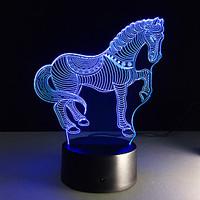 7Colors Changing 3D LED Animal Nightlights Horse Zebra Desk Table Lamp USB Bedside Touch Lamps Home Horse Decoration