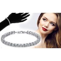 7Ct Brilliant Cut Simulated Sapphire Rhodium Plated Tennis Bracelet