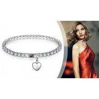 7ct simulated sapphire rhodium plated bracelet with charm