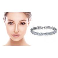 7CT Simulated Sapphire Rhodium Plated Tennis Bracelet