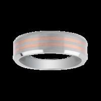 7mm Gents Titanium Wedding Ring with 9 Carat Rose Gold Lines - Ring Size U
