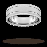 7mm Slight Court Extra Heavy matt finish with double grooves Wedding Ring in 950 Palladium