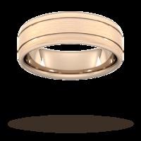 7mm Traditional Court Heavy Matt Finish With Double Grooves Wedding Ring In 18 Carat Rose Gold