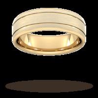 7mm Traditional Court Heavy Matt Finish With Double Grooves Wedding Ring In 18 Carat Yellow Gold