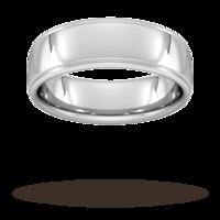 7mm Slight Court Heavy Polished Finish With Grooves Wedding Ring In 950 Palladium