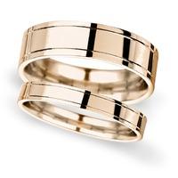 7mm D Shape Standard polished finish with grooves Wedding Ring in 18 Carat Rose Gold