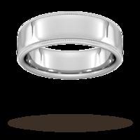 7mm Flat Court Heavy Milgrain Edge Wedding Ring In 950 Palladium