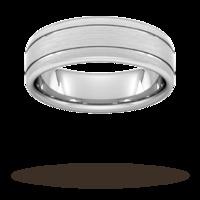 7mm Slight Court Extra Heavy matt finish with double grooves Wedding Ring in 950 Palladium - Ring Size P