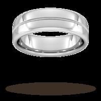 7mm Slight Court Heavy Milgrain Centre Wedding Ring In 9 Carat White Gold