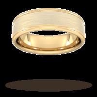 7mm Traditional Court Standard Matt Centre With Grooves Wedding Ring In 18 Carat Yellow Gold