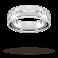 7mm slight court heavy grooved polished finish wedding ring in 950 pal ...