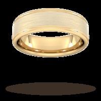 7mm D Shape Heavy matt centre with grooves Wedding Ring in 9 Carat Yellow Gold