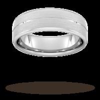 7mm Slight Court Extra Heavy centre groove with chamfered edge Wedding Ring in 18 Carat White Gold - Ring Size Q