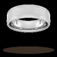 7mm Slight Court Extra Heavy matt centre with grooves Wedding Ring in 950 Palladium - Ring Size T
